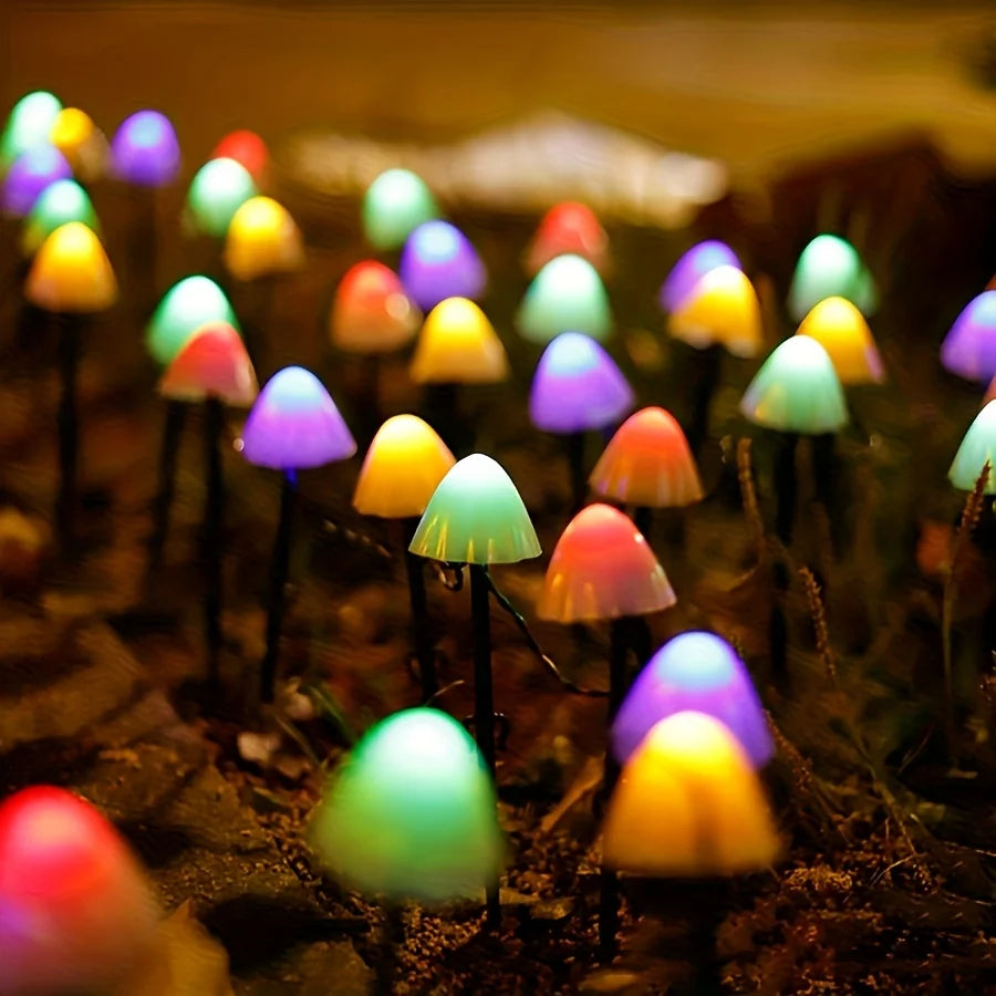 Solar Powered Mushroom Lights With 20 Bulbs For Garden