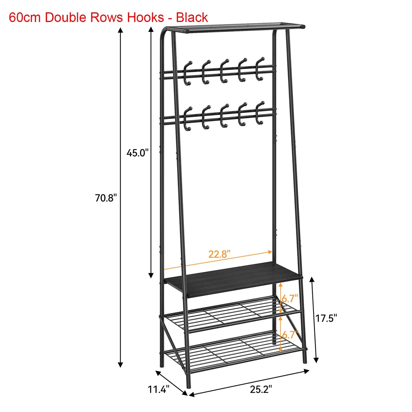TWISTER.CK 4-in-1 Coat Rack Bench Hall Tree With Shoe Rack