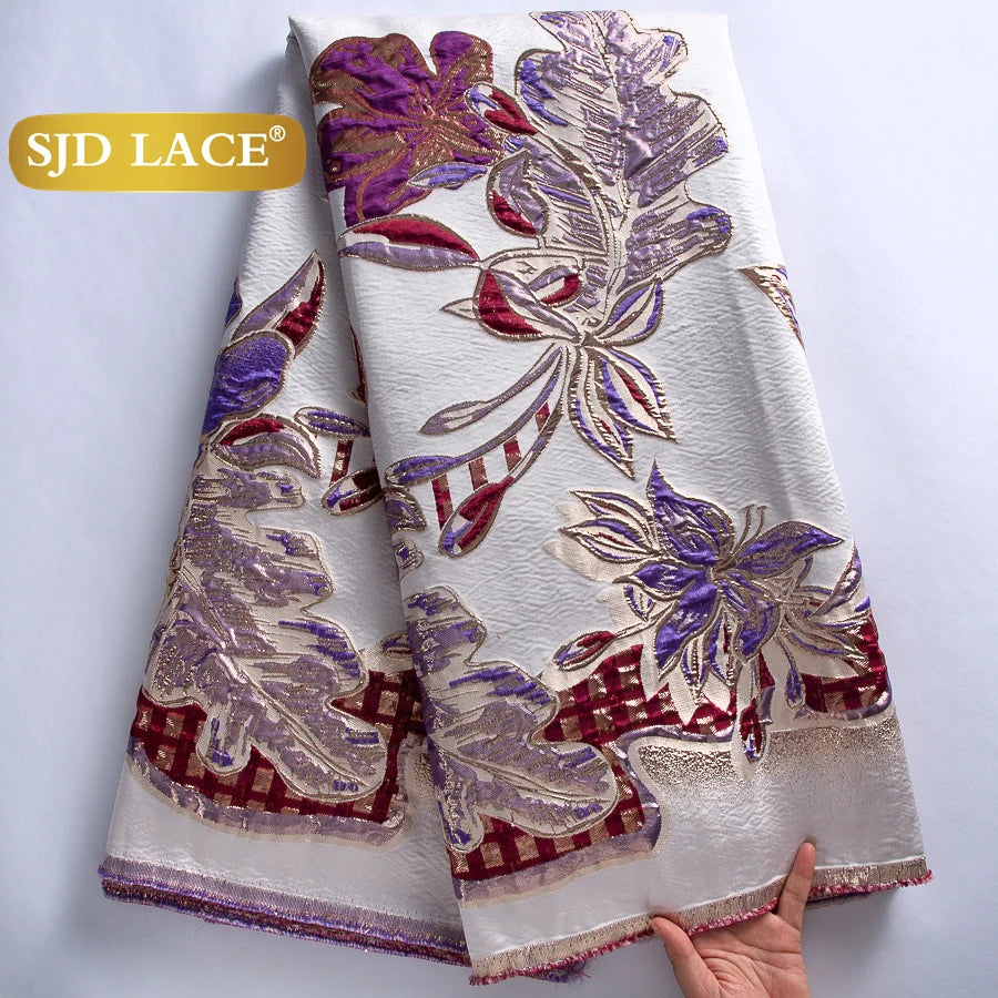 SJD LACA Nigerian Brocade Lace Damask Fabric For Women Dresses