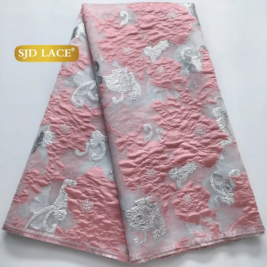 SJD LACA Nigerian Brocade Lace Damask Fabric For Women Dresses