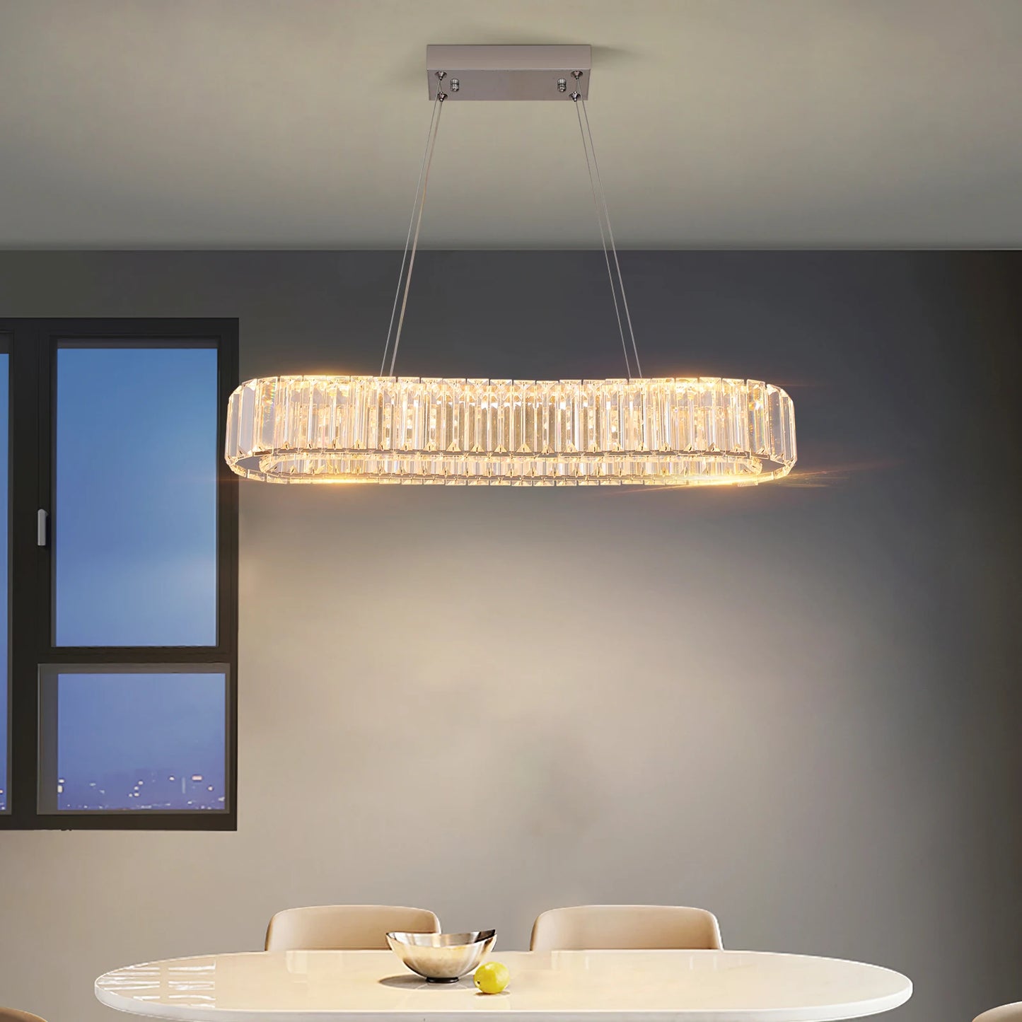 VETRULUS Modern Luxury Crystal Oval LED Chandelier Ceiling Light
