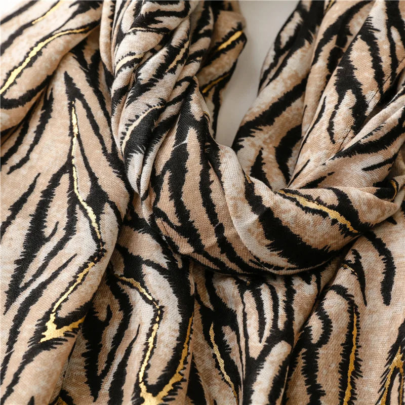 Zebra Stripe Floral Viscose Shawl for Women
