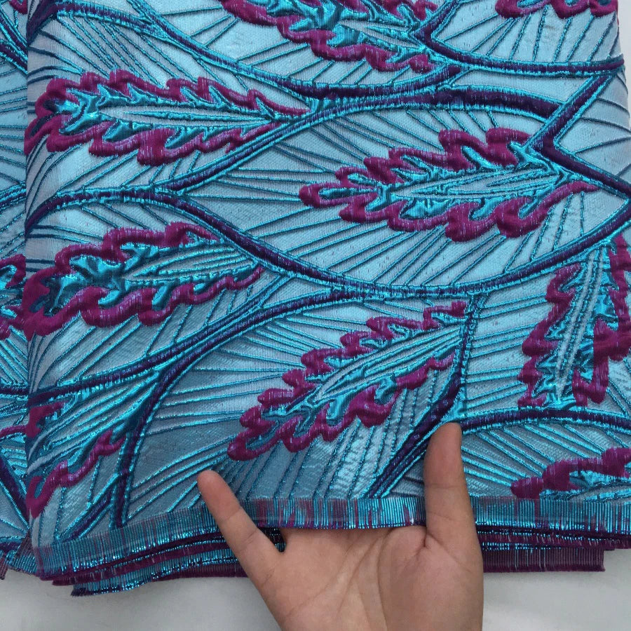 SJD LACA Nigerian Brocade Lace Damask Fabric For Women Dresses