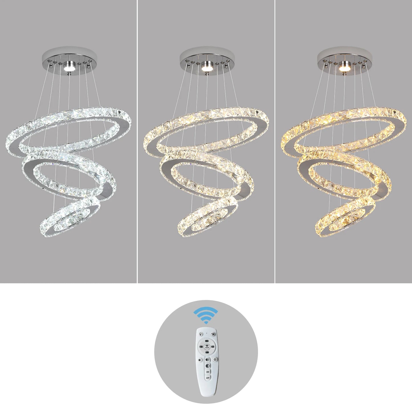 GreeLustr LED Crystal Ring Pendant Light Chandelier