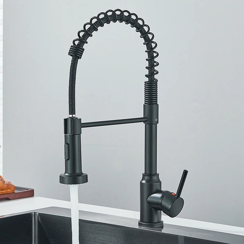 Rozin Pull Down Kitchen Faucet Single Handle Hot Cold Water Mixer Tap 360 Swivel