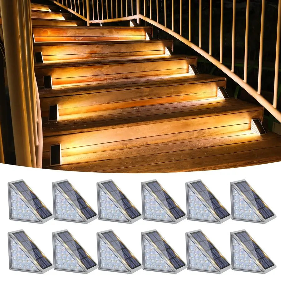 Outdoor Solar Stair Lights 12 Pack IP67 Waterproof 80 Lumen