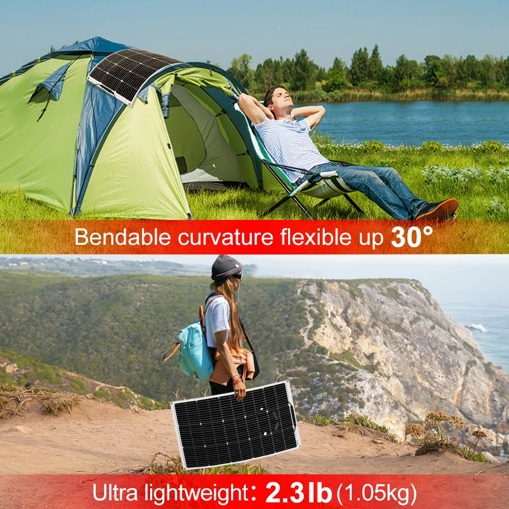 DOKIO Waterproof 100W Monocrystalline Flexible Solar Panel