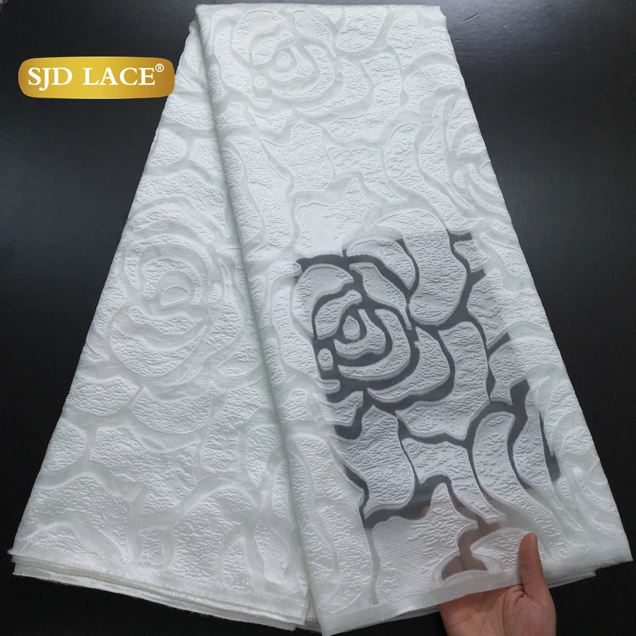SJD LACA Nigerian Brocade Lace Damask Fabric For Women Dresses