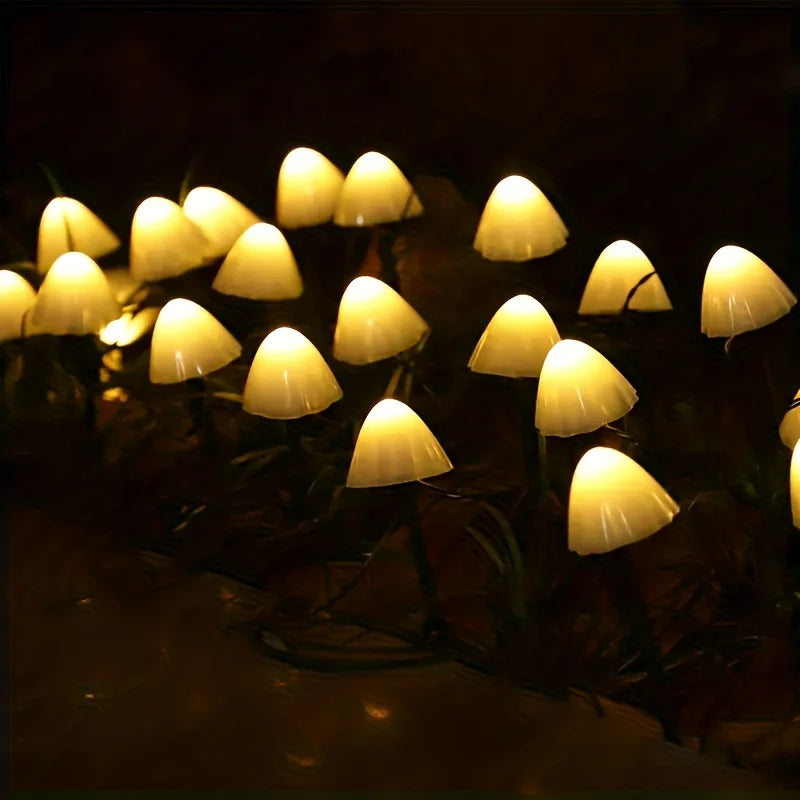 Solar Powered Mushroom Lights With 20 Bulbs For Garden
