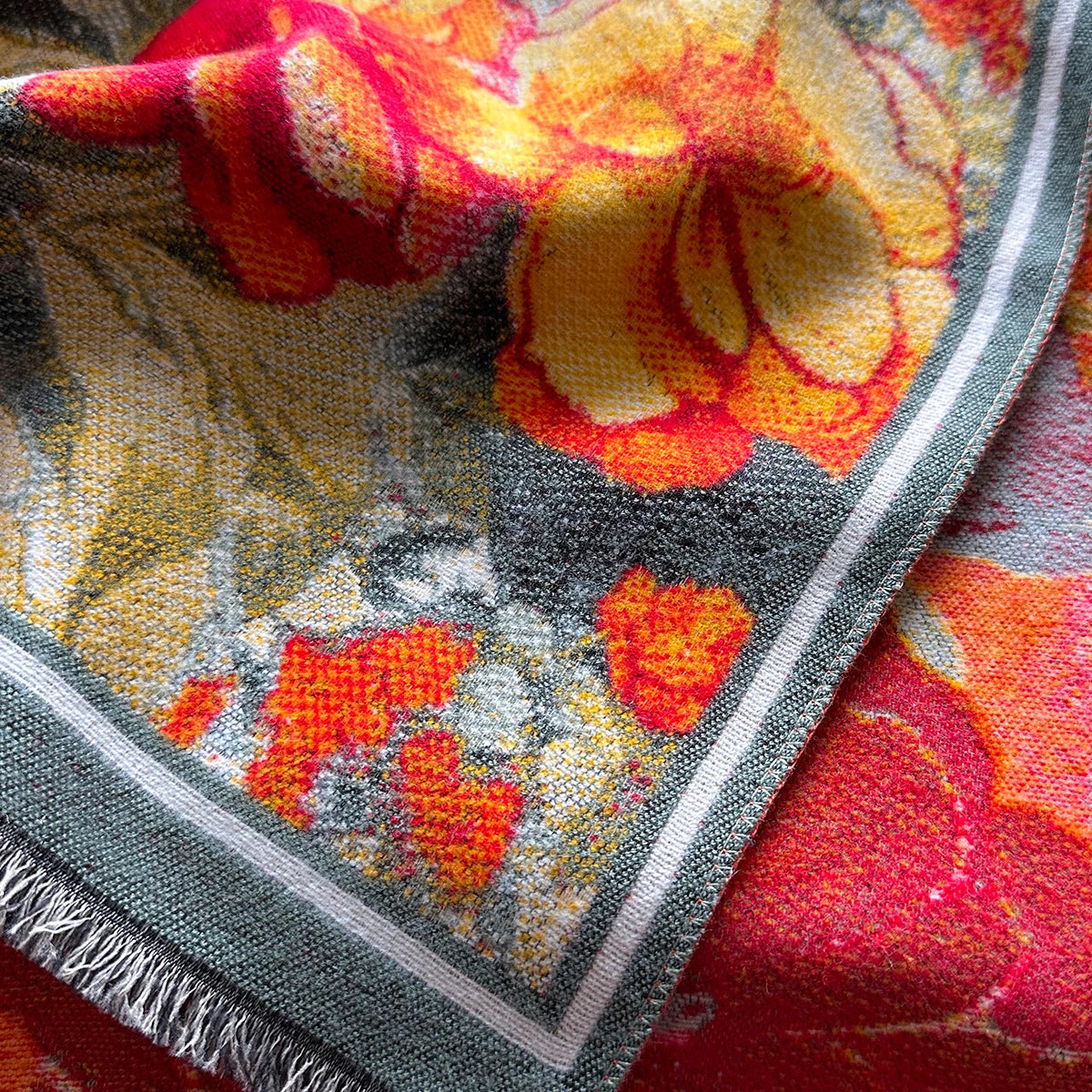 Winter Floral Jacquard Shawl Wrap For Women Warm Polyester Scarf