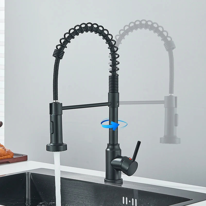 Rozin Pull Down Kitchen Faucet Single Handle Hot Cold Water Mixer Tap 360 Swivel