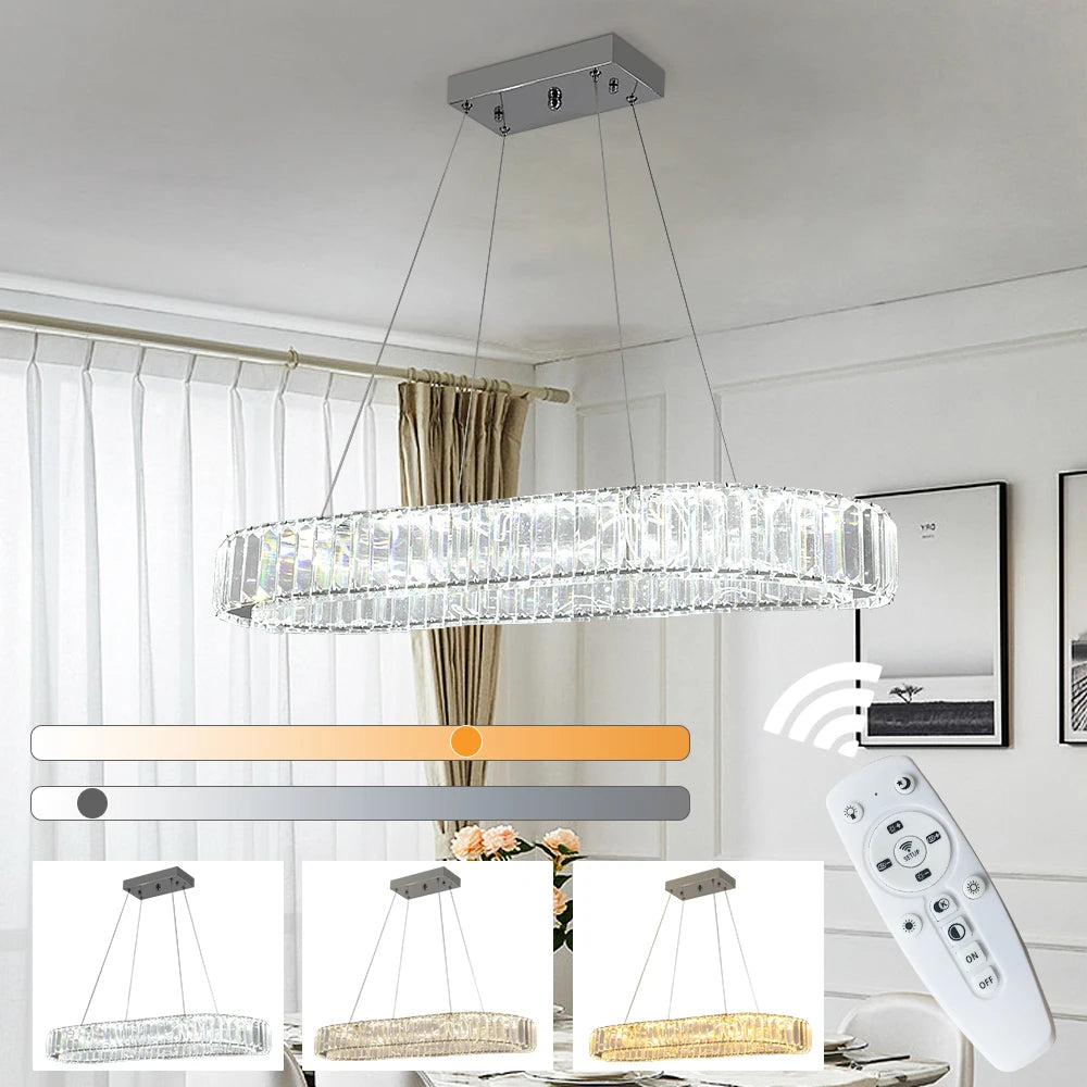 VETRULUS Modern Luxury Crystal Oval LED Chandelier Ceiling Light