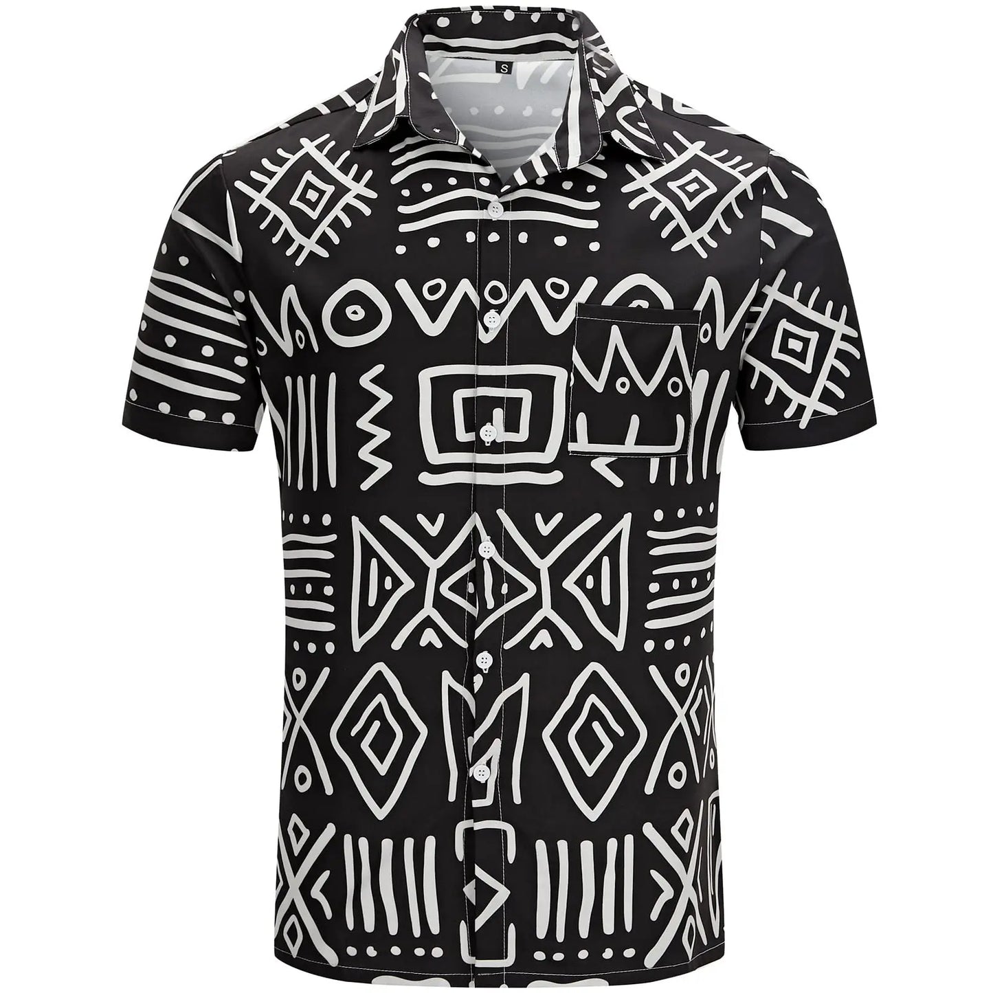 KYKU Dashiki Shirt For Men African Print Short Sleeve Button Down