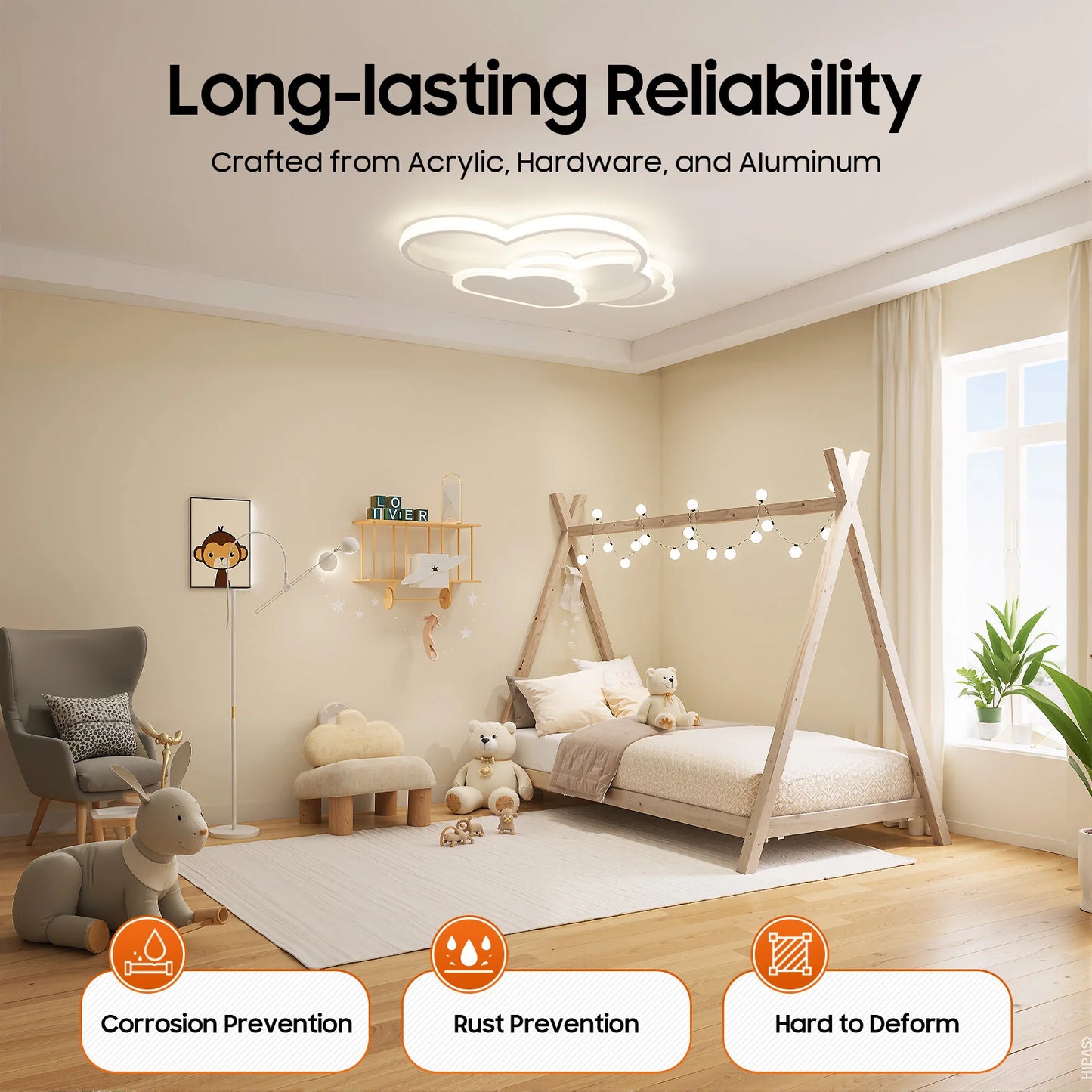 Cloud Shape LED Ceiling Light With 3 Color Temperatures