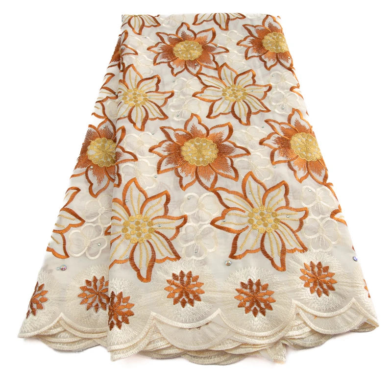 African Lace Fabric With Stones Swiss Voile Polyester