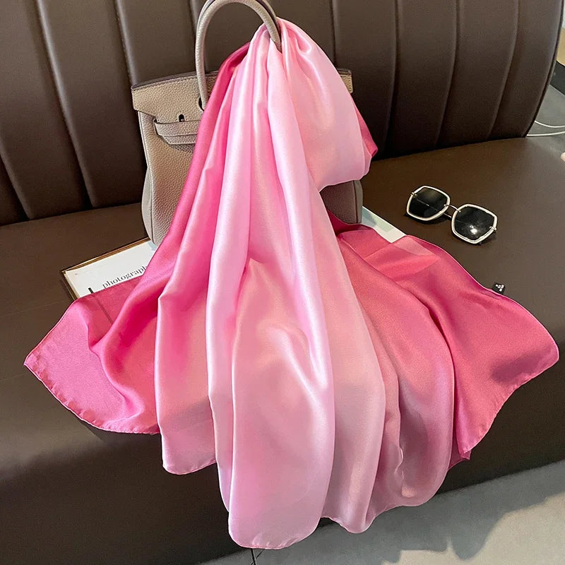Gradient Silk Hijab Scarf For Women Wrap Shawl