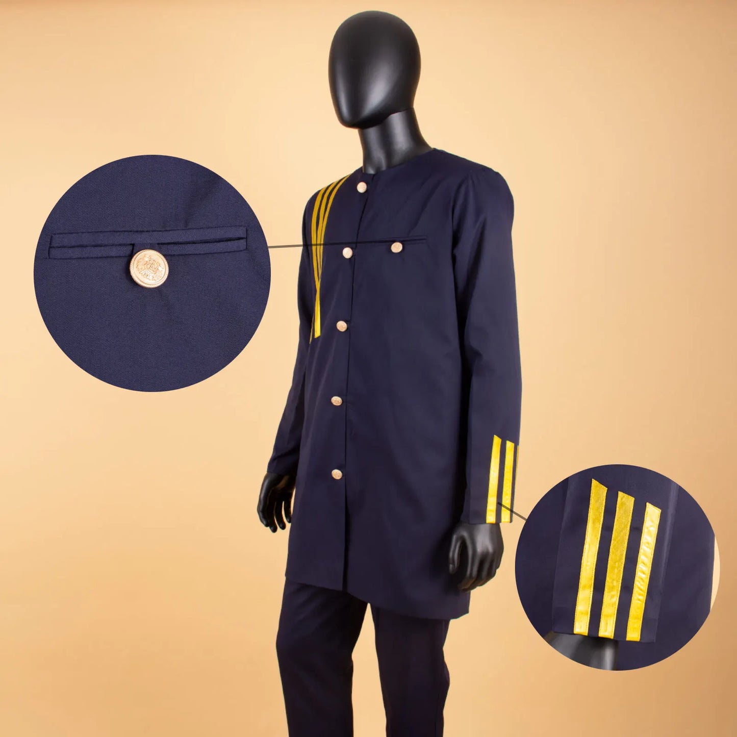 APTXCN Bazin Men African Suit Set Single Breasted