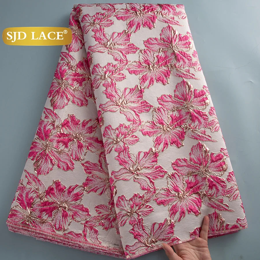 SJD LACA Nigerian Brocade Lace Damask Fabric For Women Dresses