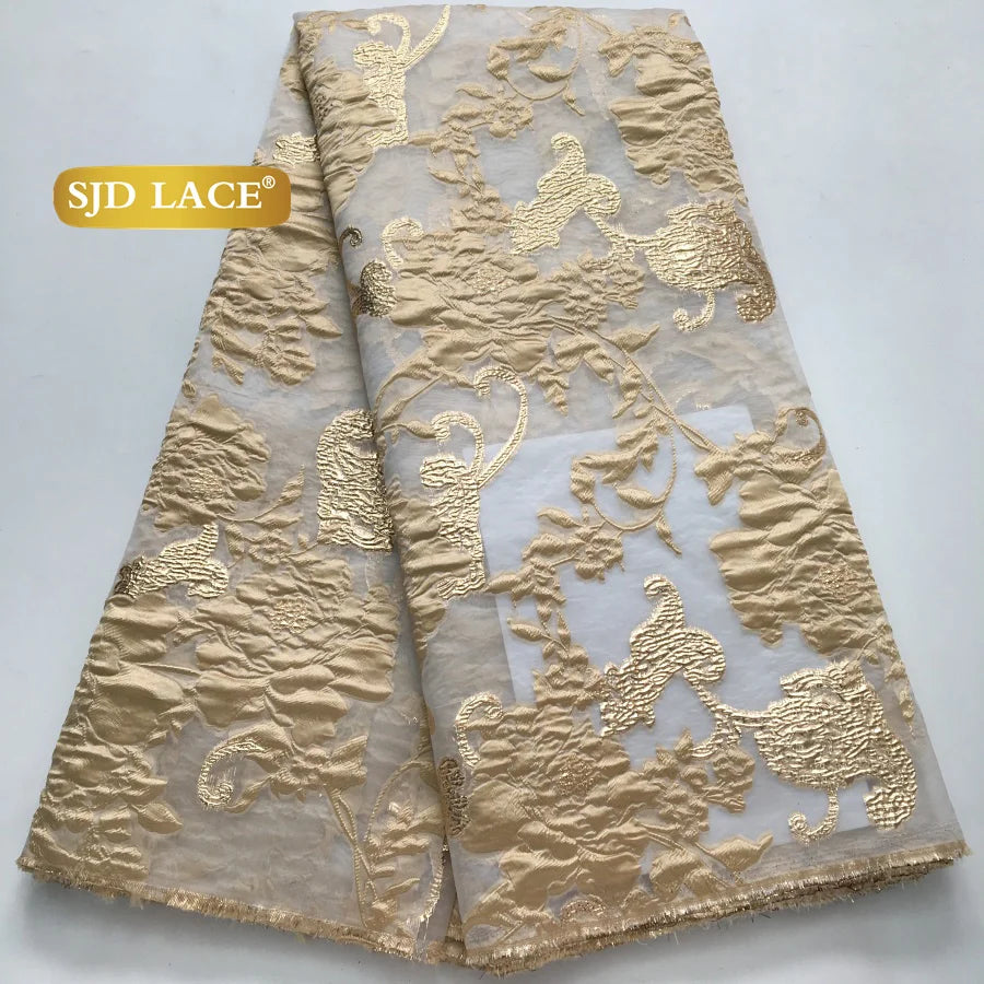 SJD LACA Nigerian Brocade Lace Damask Fabric For Women Dresses