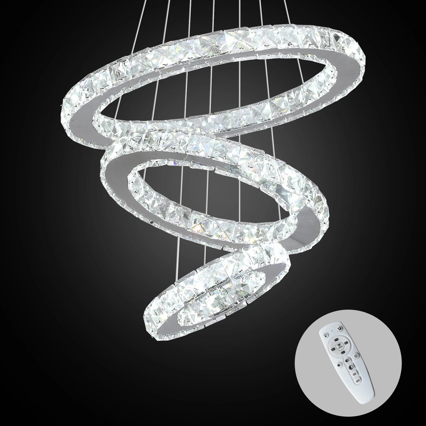 GreeLustr LED Crystal Ring Pendant Light Chandelier