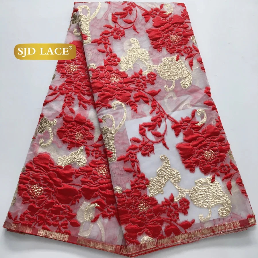 SJD LACA Nigerian Brocade Lace Damask Fabric For Women Dresses