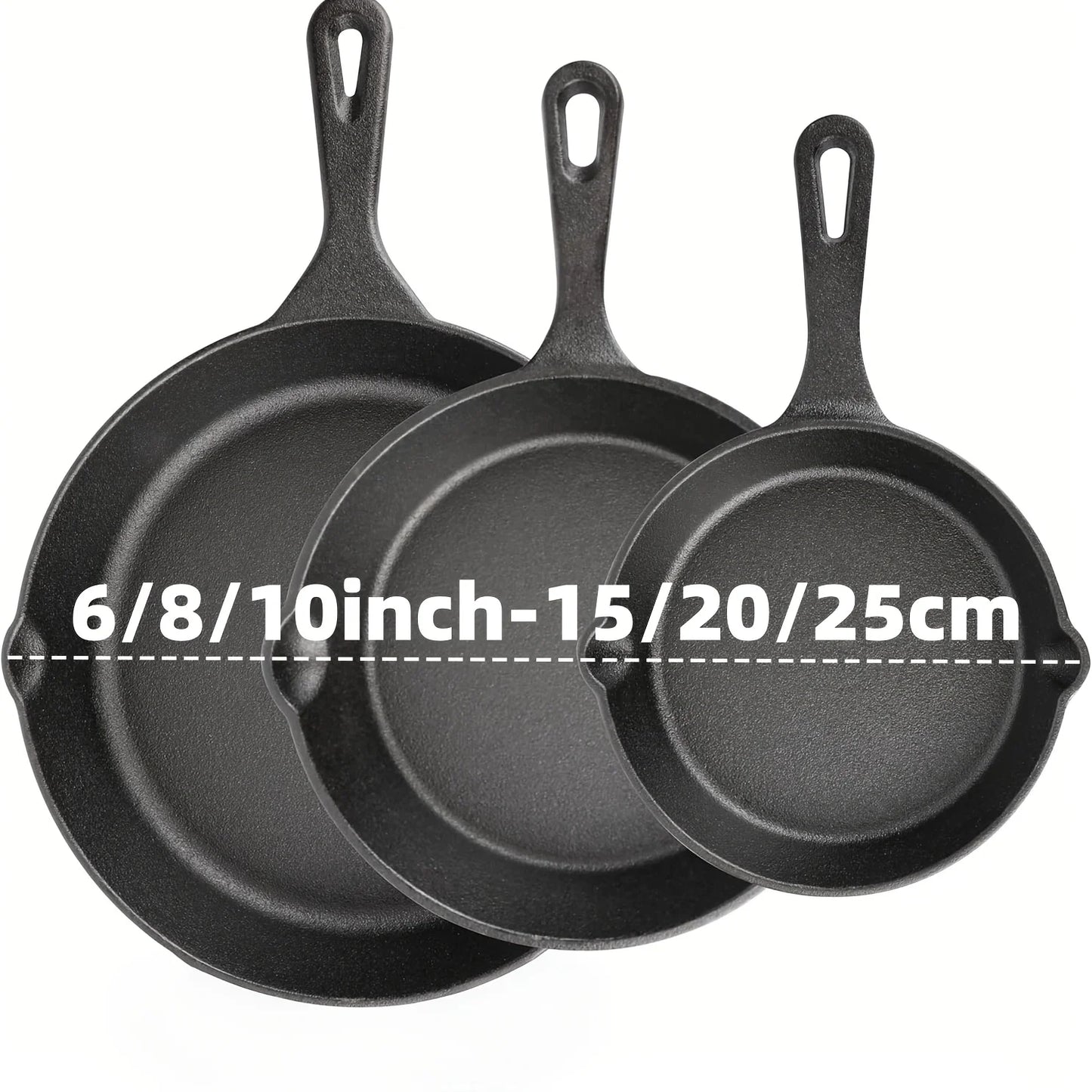 AEDG Cast Iron Skillet Set 3 Piece Preseasoned Pans