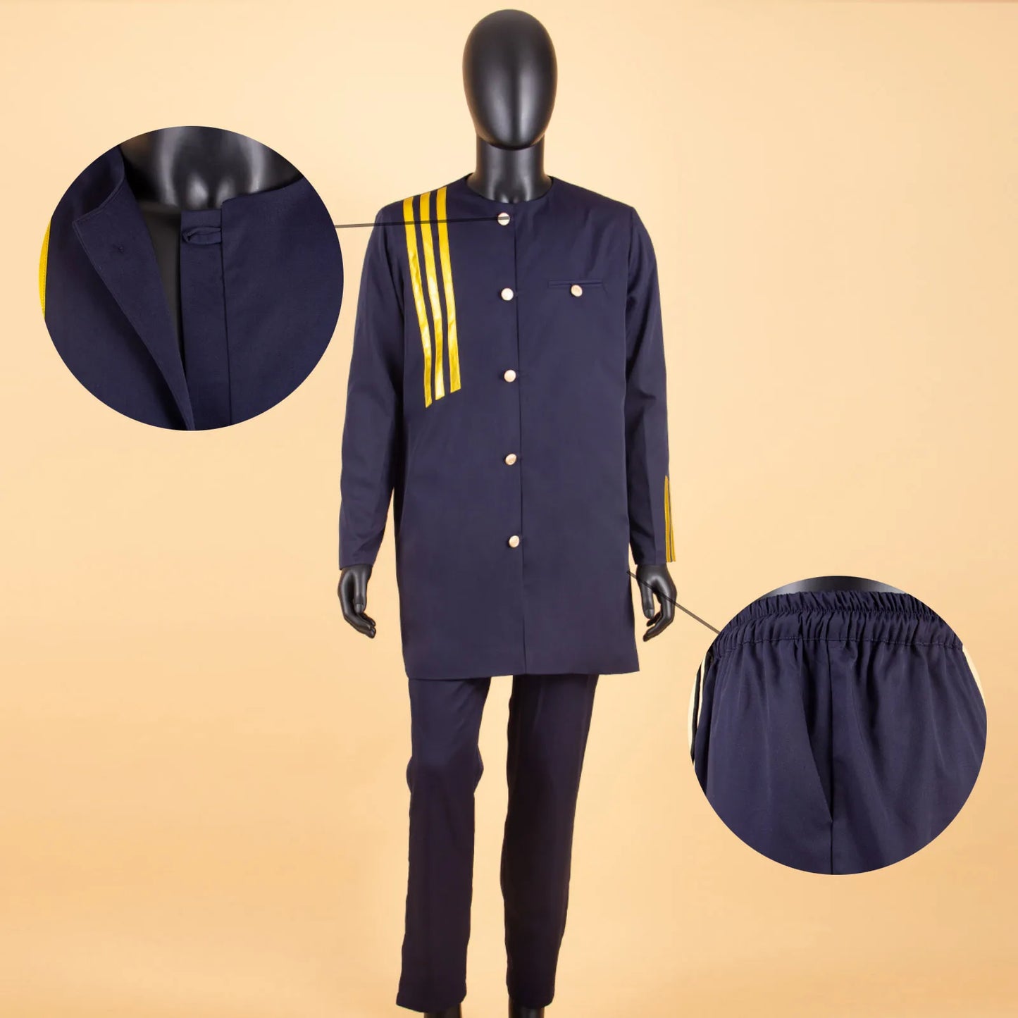 APTXCN Bazin Men African Suit Set Single Breasted