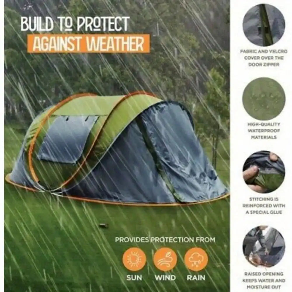 Camping Pop Up Tent With Dual Doors Waterproof UPF50 Shelter