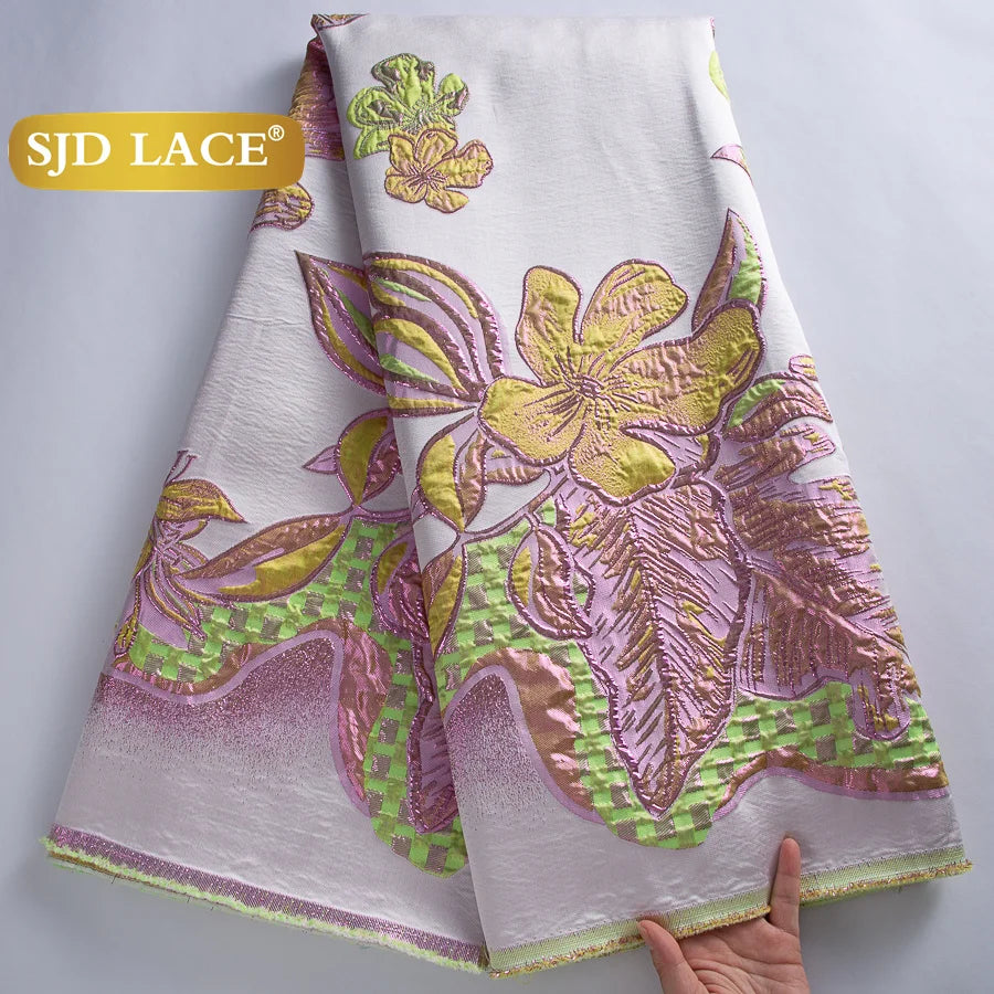SJD LACA Nigerian Brocade Lace Damask Fabric For Women Dresses
