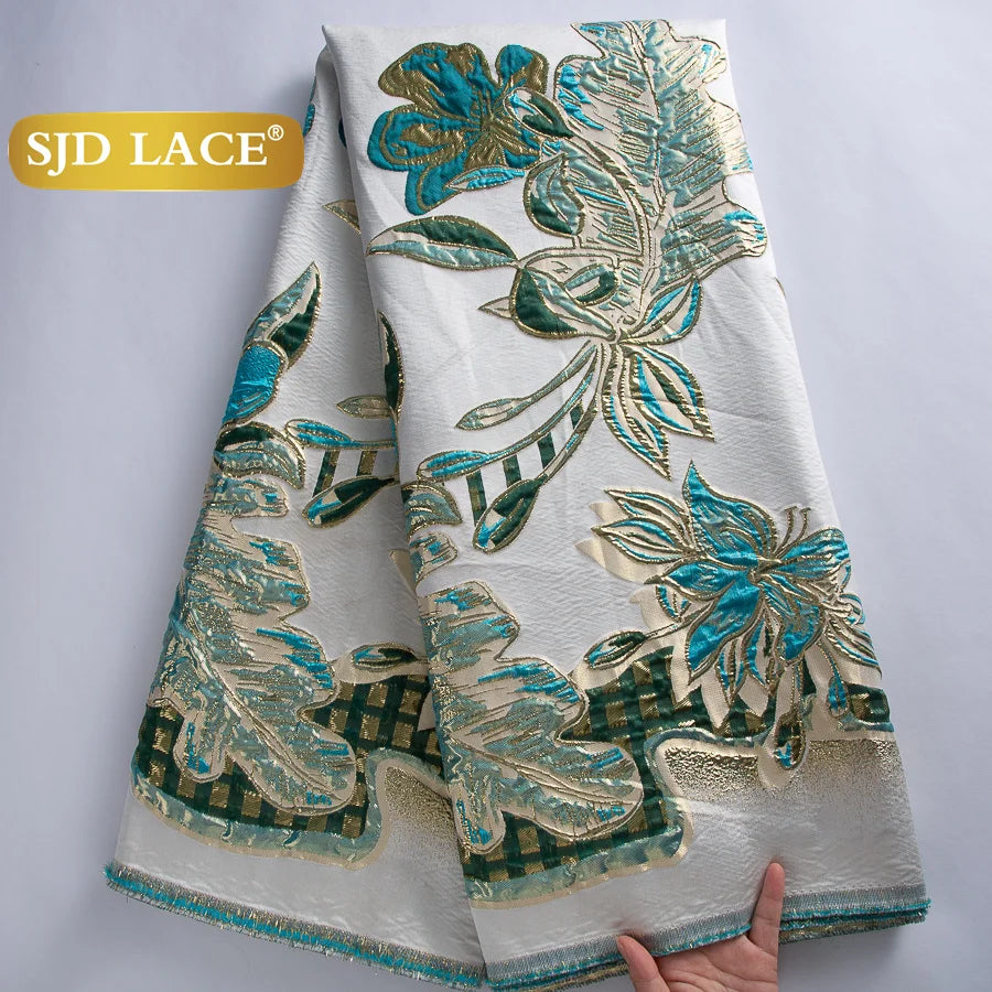 SJD LACA Nigerian Brocade Lace Damask Fabric For Women Dresses