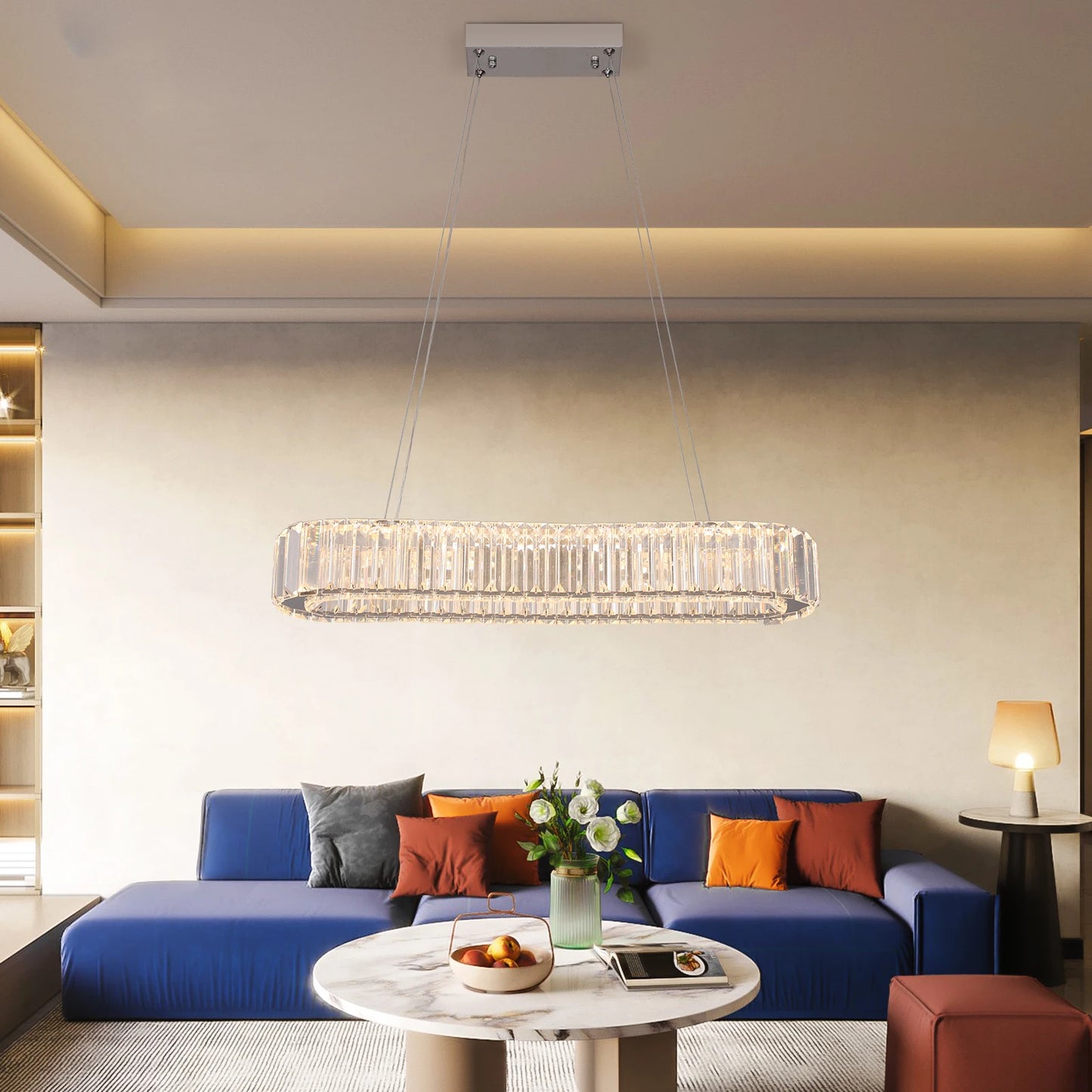 VETRULUS Modern Luxury Crystal Oval LED Chandelier Ceiling Light