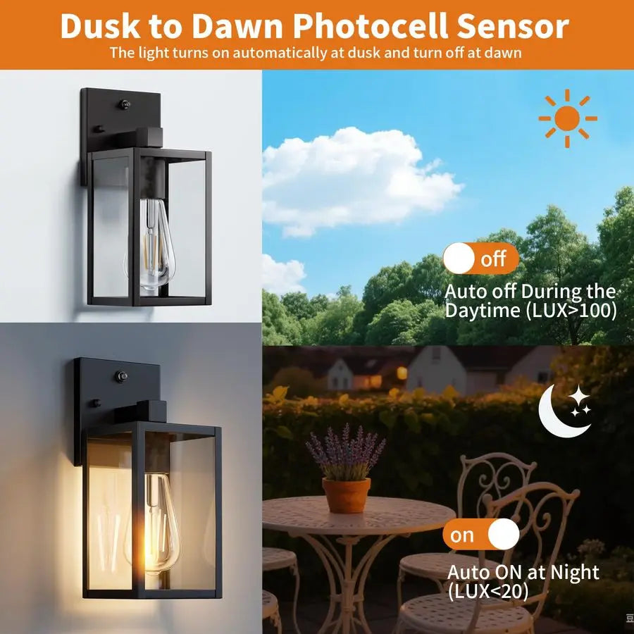 Dusk to Dawn Exterior Wall Mount Outdoor Lantern Light