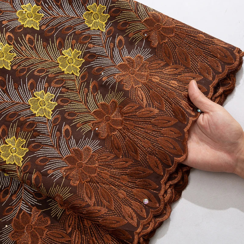 NONECN African Lace Embroidered Swiss Voile With Stones For Wedding