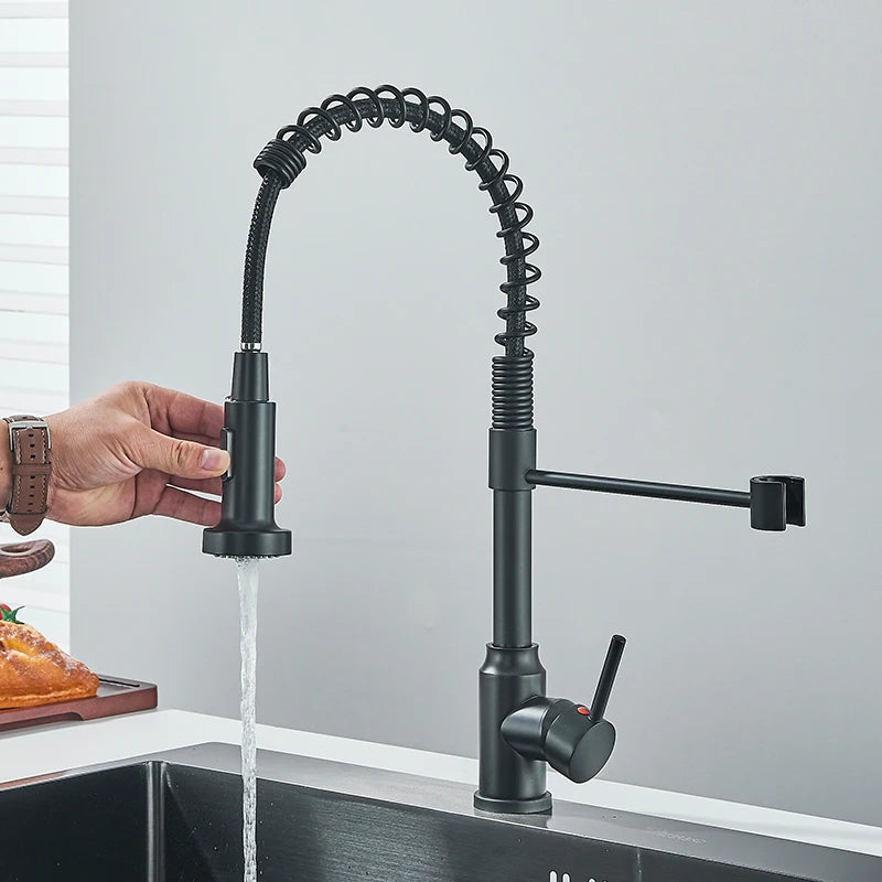 Rozin Pull Down Kitchen Faucet Single Handle Hot Cold Water Mixer Tap 360 Swivel