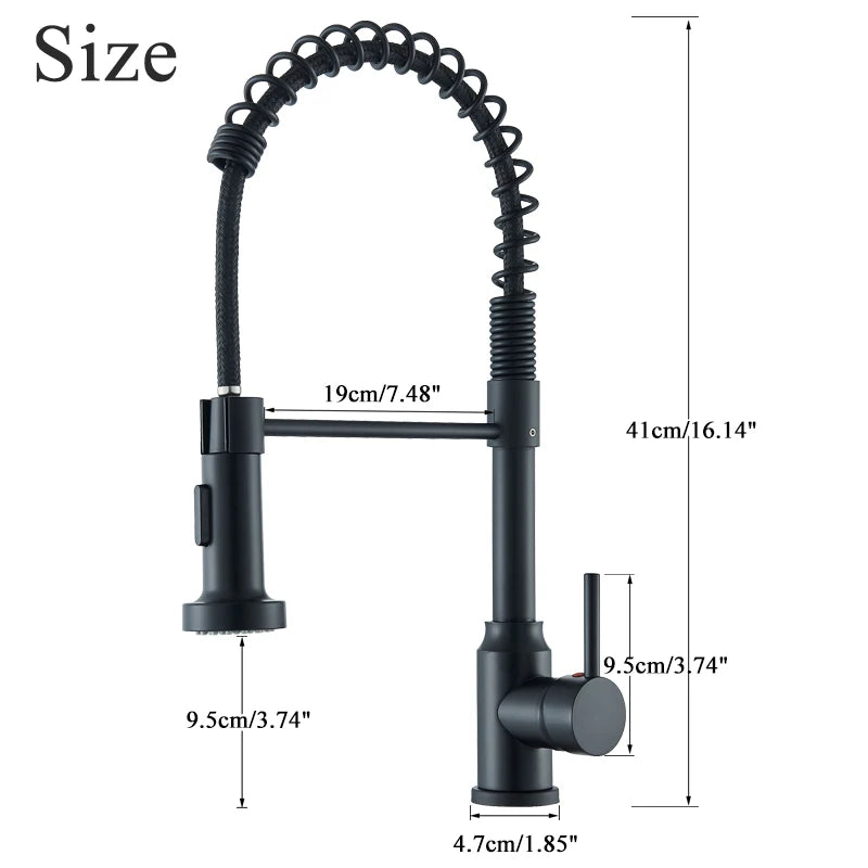 Rozin Pull Down Kitchen Faucet Single Handle Hot Cold Water Mixer Tap 360 Swivel