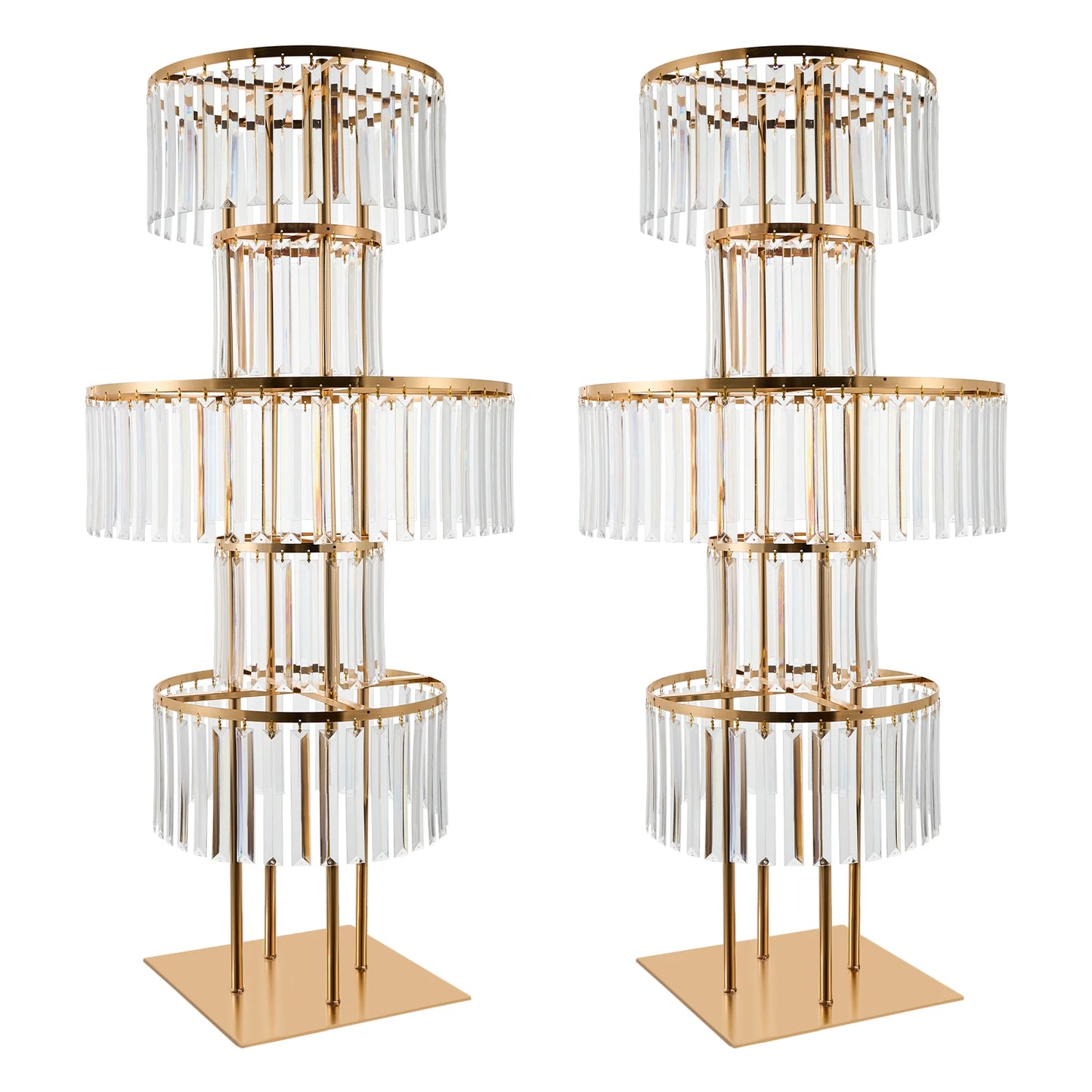 NONECN 2-Piece 5-Tier Crystal Flower Stand Wedding Centerpieces