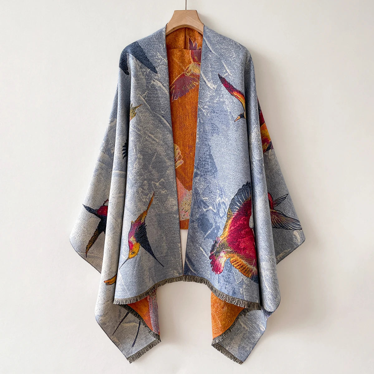 Floral Jacquard Shawl Wrap For Women Warm Winter Scarf