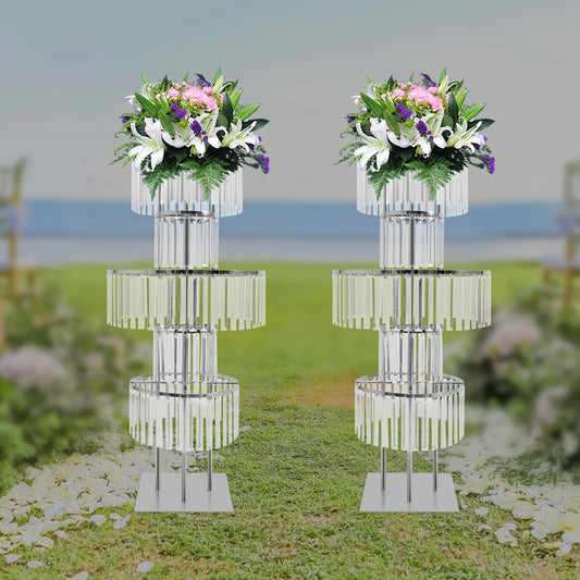 NONECN 2-Piece 5-Tier Crystal Flower Stand Wedding Centerpieces