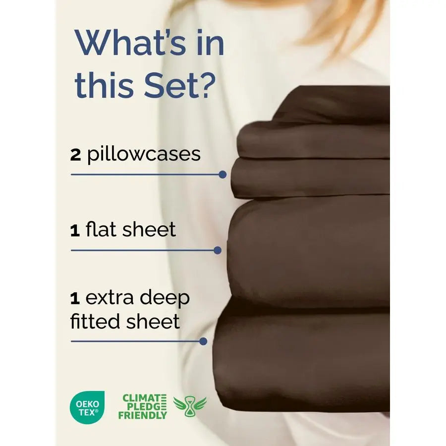 Deep Pocket Sheet Set 4 Piece Breathable Cooling Comfort