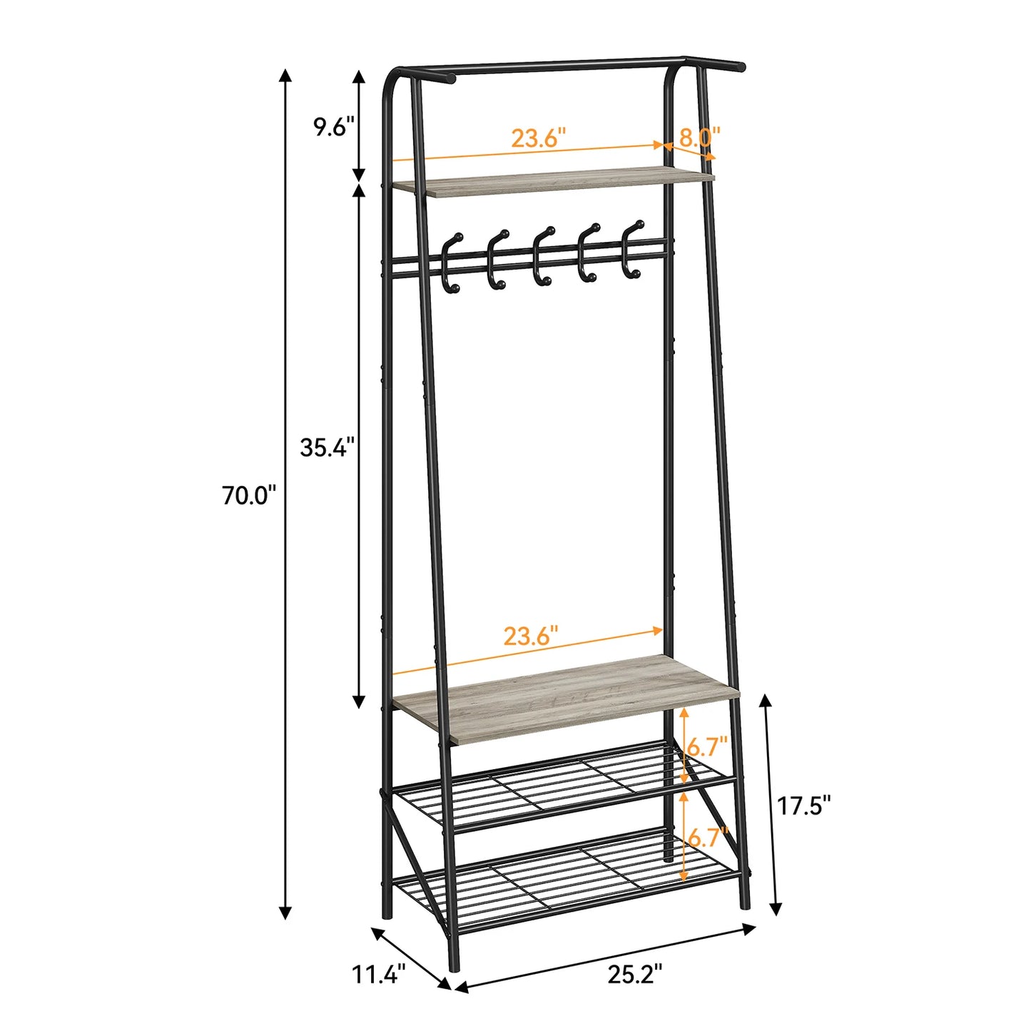 TWISTER.CK 4-in-1 Coat Rack Bench Hall Tree With Shoe Rack