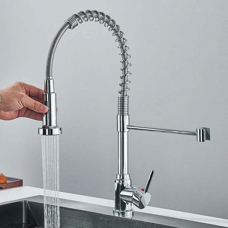 Rozin Pull Down Kitchen Faucet Single Handle Hot Cold Water Mixer Tap 360 Swivel