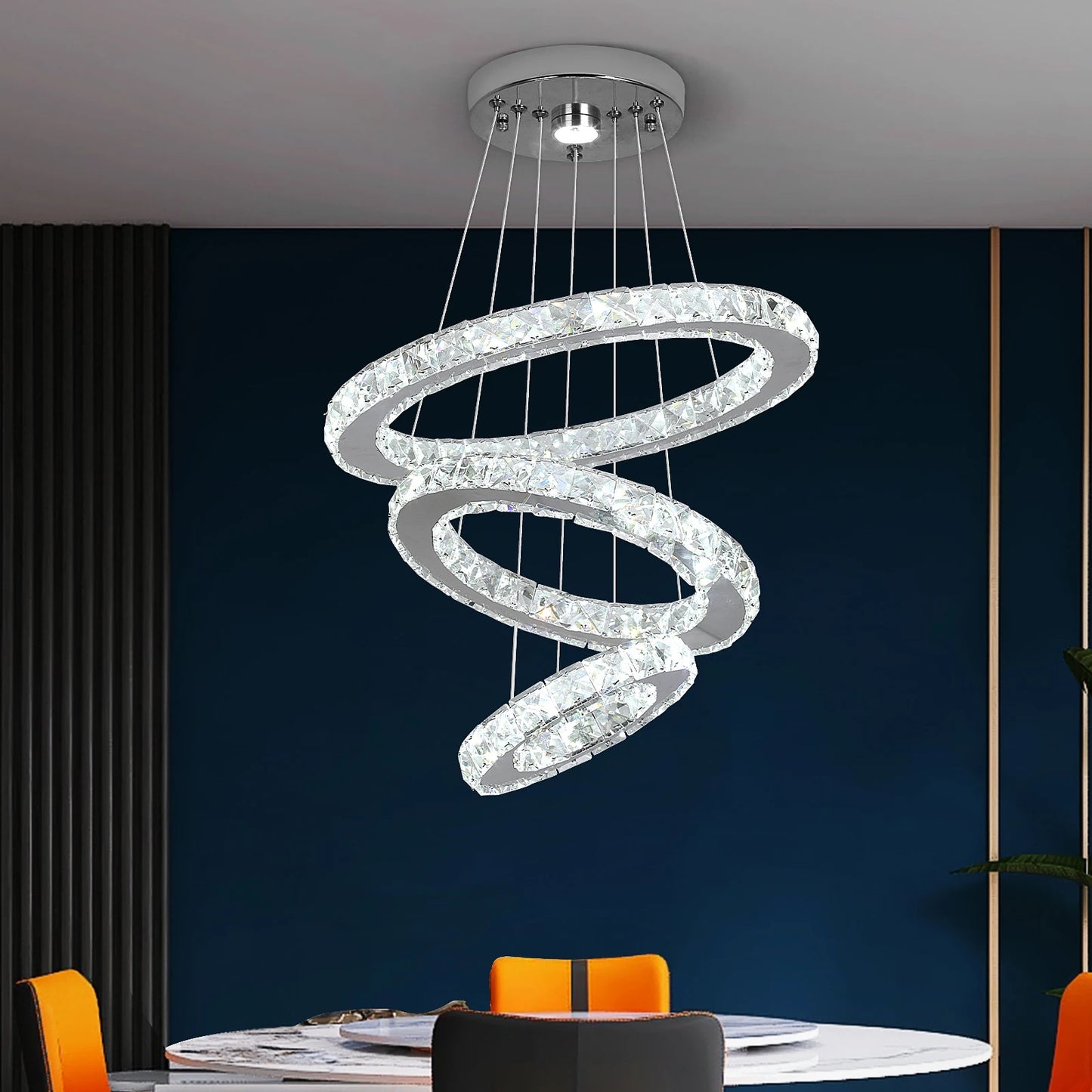 GreeLustr LED Crystal Ring Pendant Light Chandelier