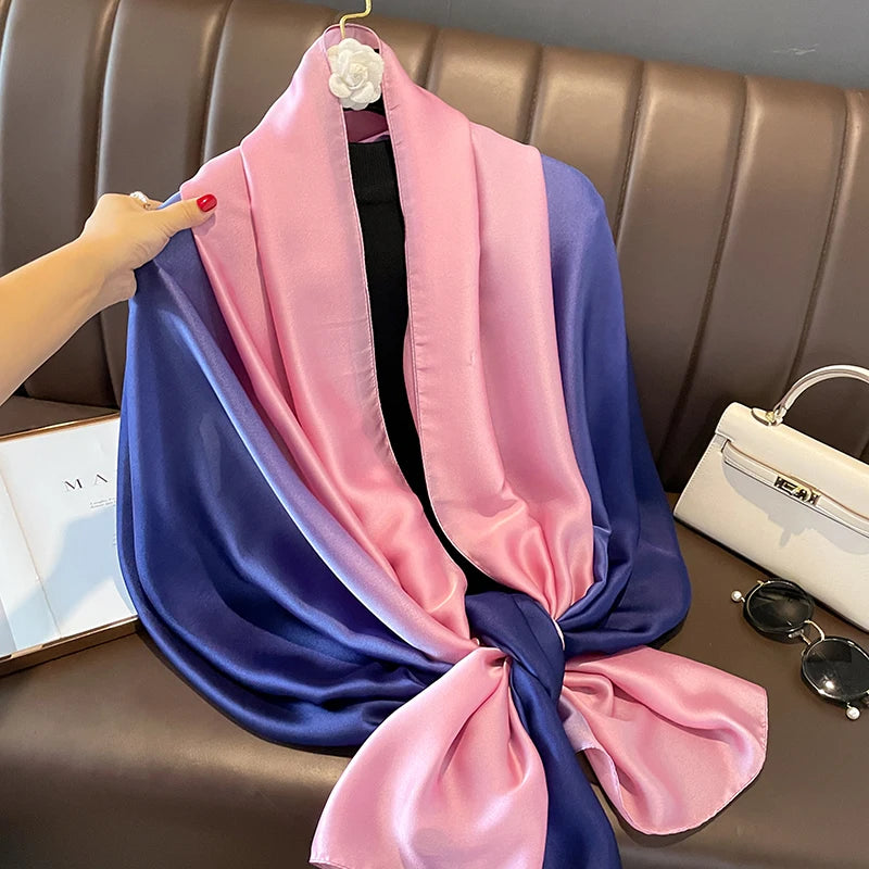 Gradient Silk Hijab Scarf For Women Wrap Shawl