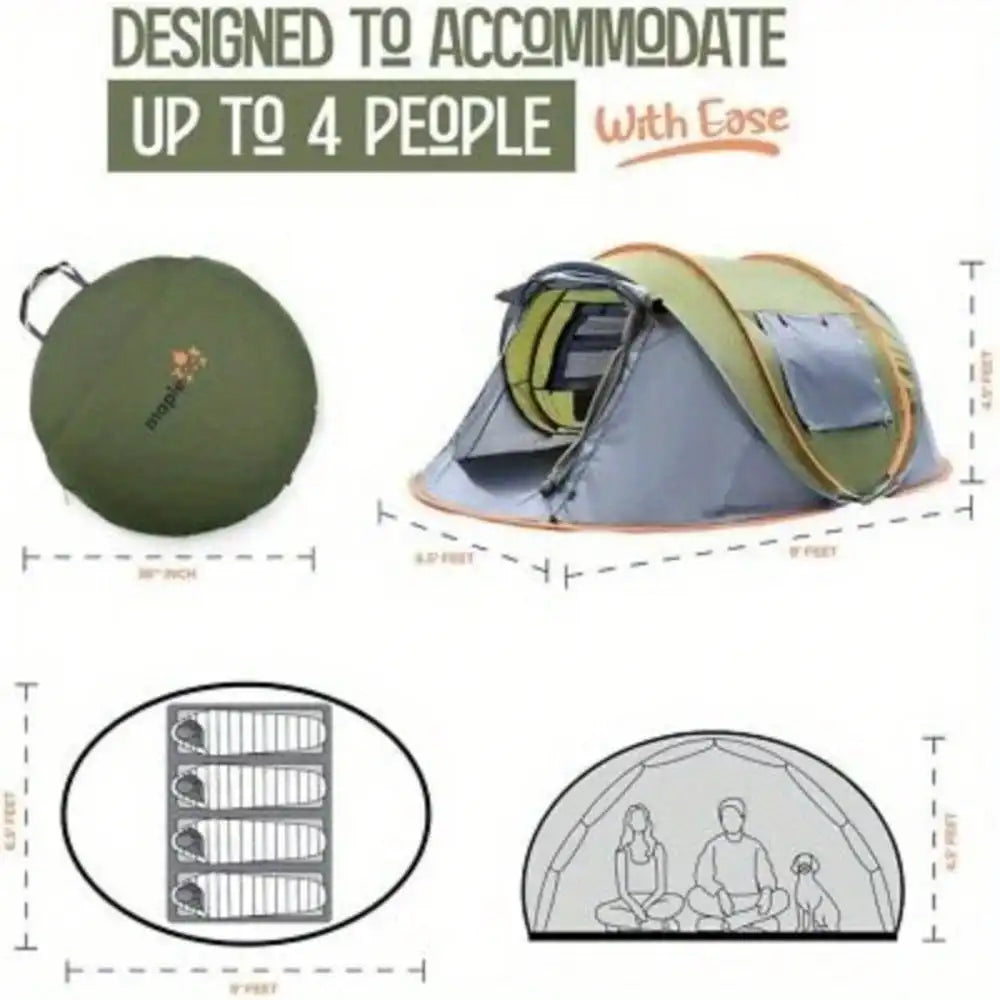 Camping Pop Up Tent With Dual Doors Waterproof UPF50 Shelter