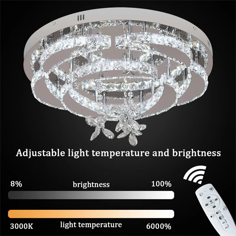 GreeLustr Crystal LED Ceiling Chandelier For Living Dining Room