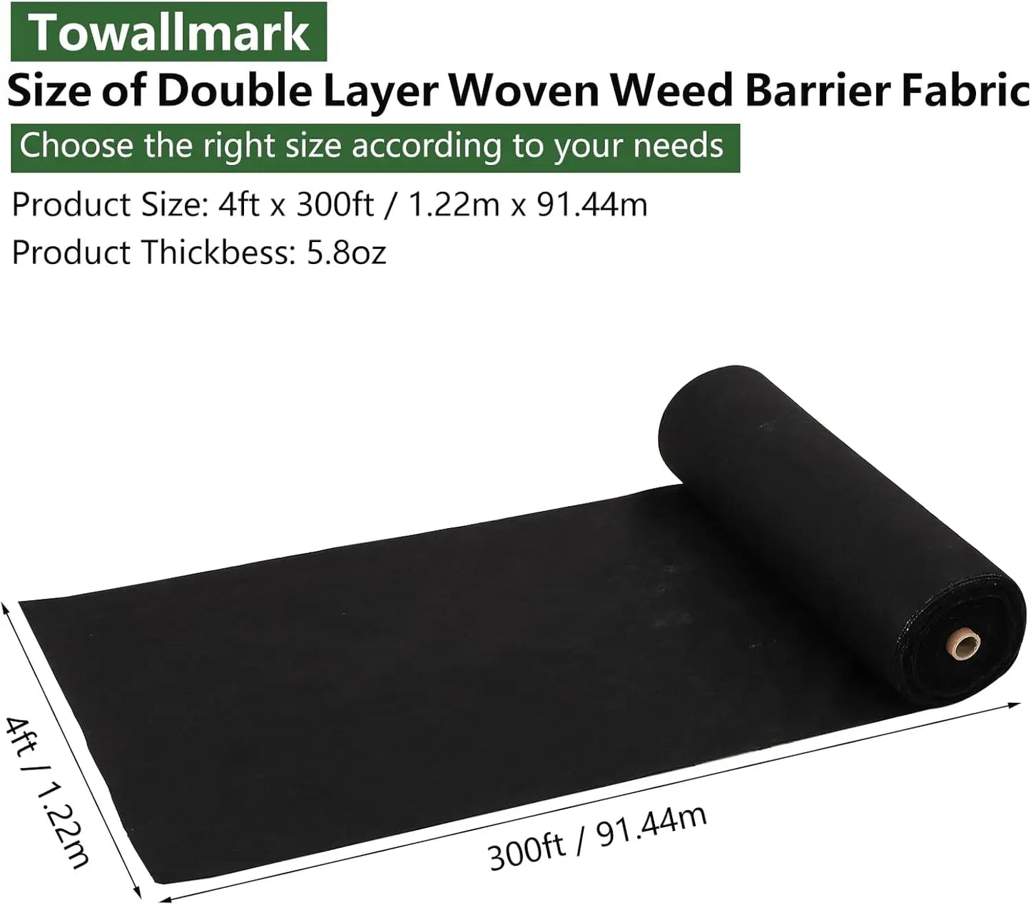 Heavy Duty Landscape Fabric Weed Barrier Ground Cover for Gardens