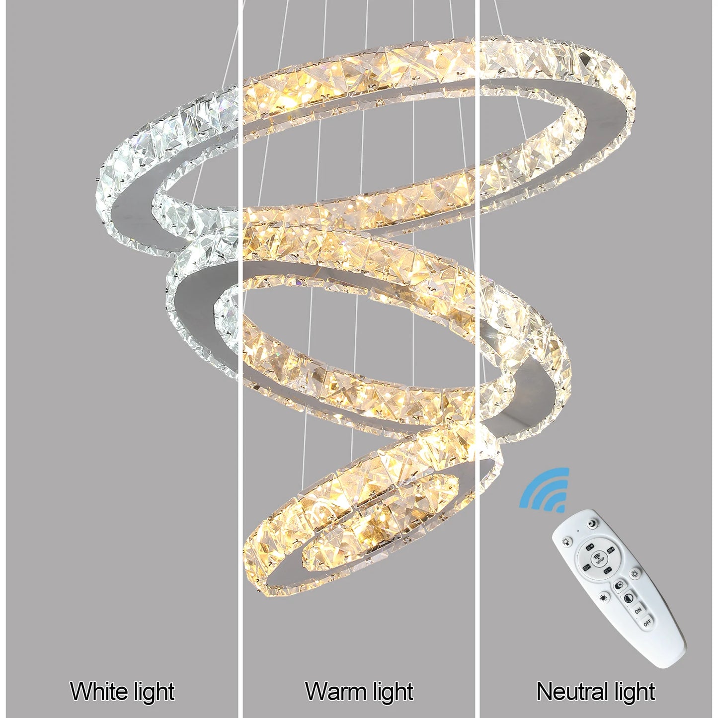 GreeLustr LED Crystal Ring Pendant Light Chandelier
