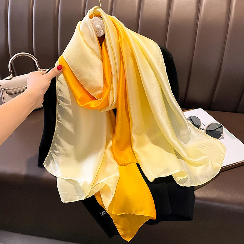 Gradient Silk Hijab Scarf For Women Wrap Shawl