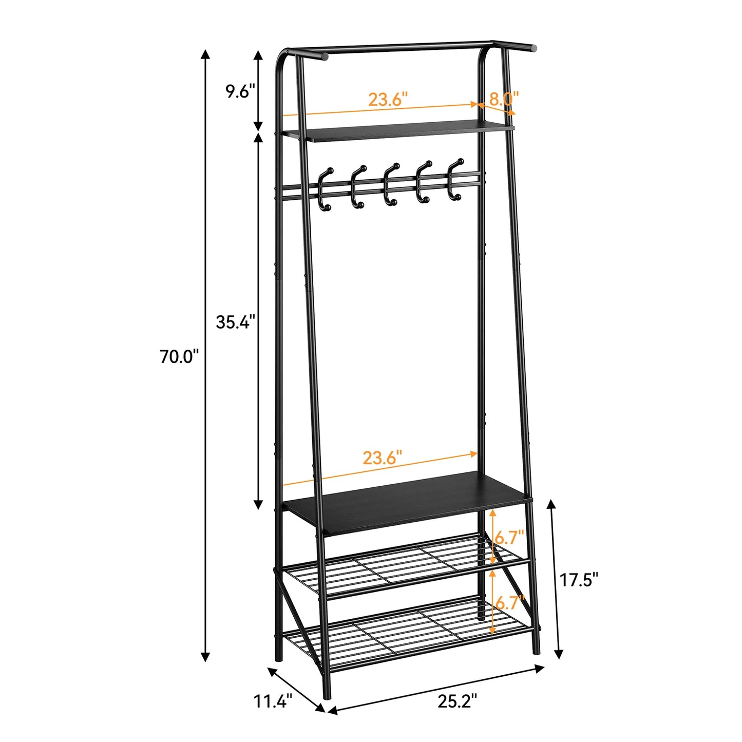 TWISTER.CK 4-in-1 Coat Rack Bench Hall Tree With Shoe Rack
