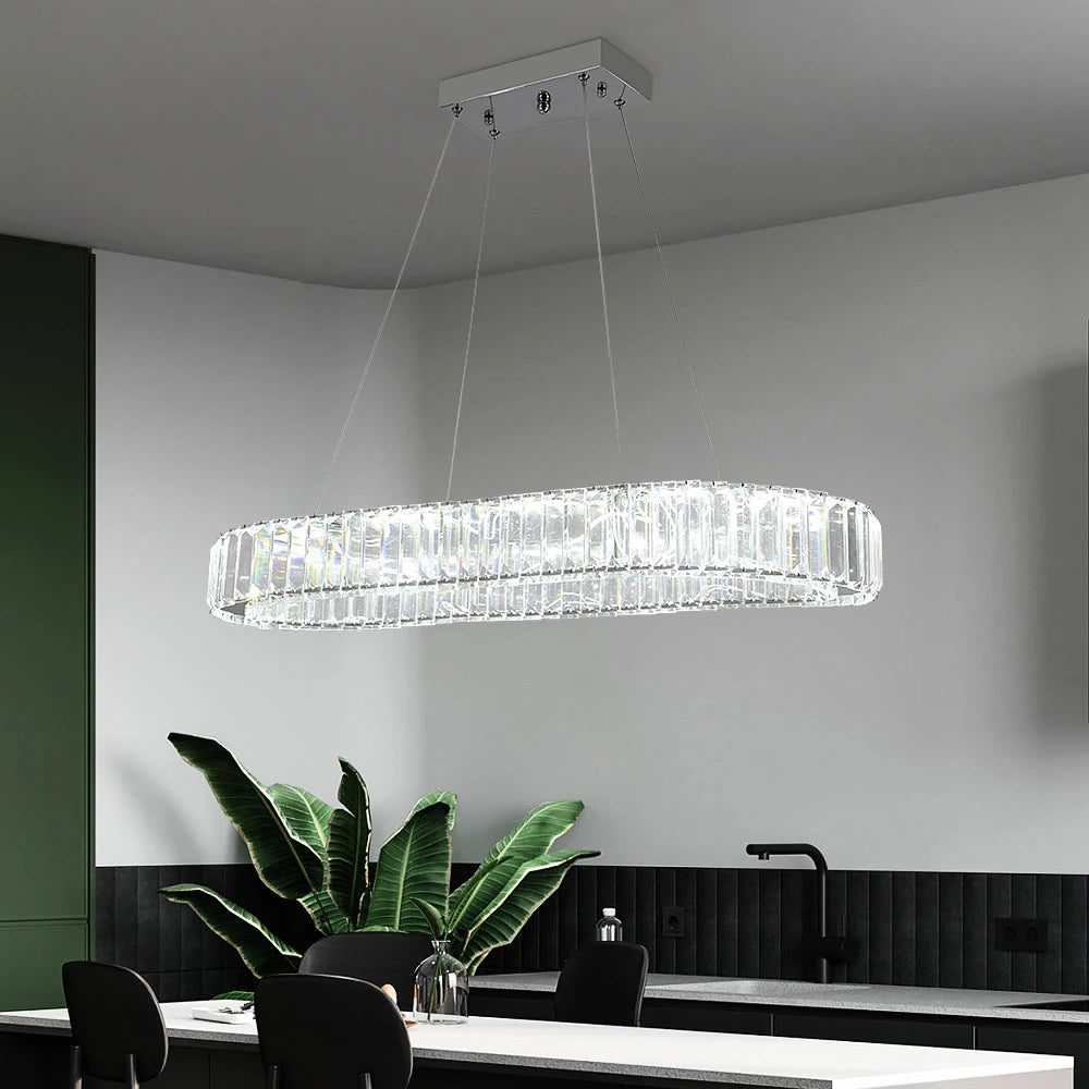 VETRULUS Modern Luxury Crystal Oval LED Chandelier Ceiling Light